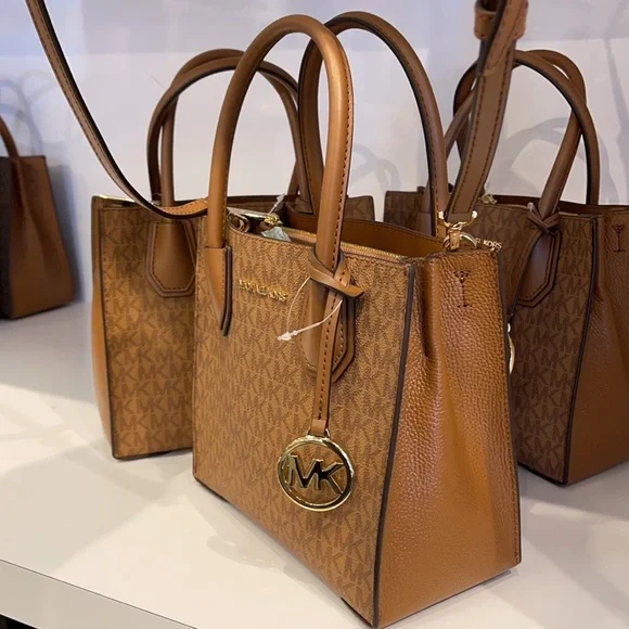 Michael Kors Mercer Medium Pebbled Leather Crossbody Bag - Picture 1 of 16